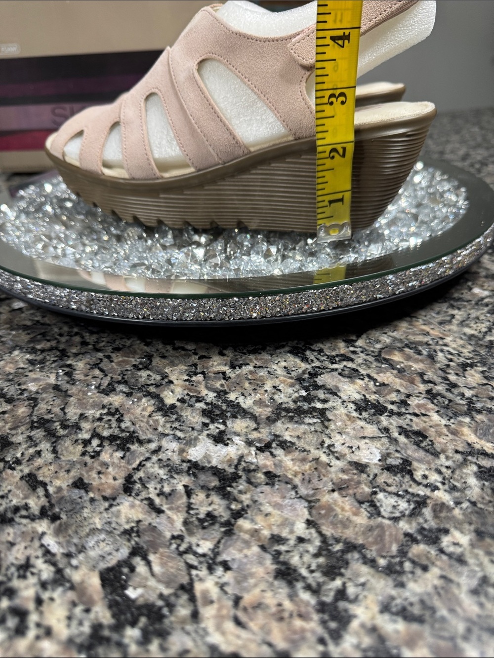 Skechers paralellsude Blush Pink Wedge Sandals with Brown Platform NEW 8 - Picture 3 of 14